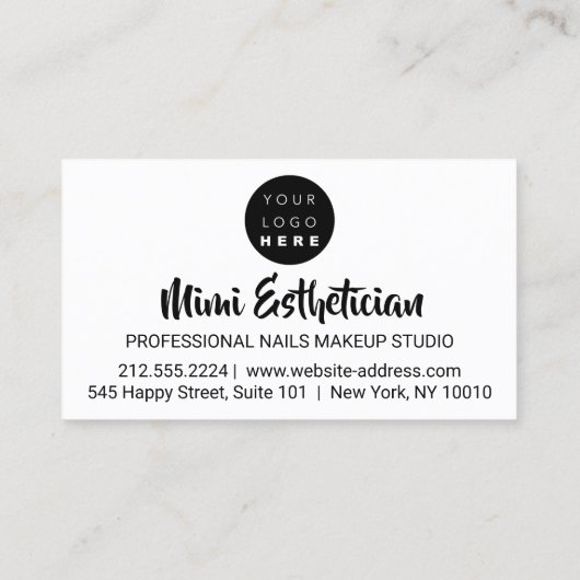 Nails Studio Artist Red Nails Script Red White Log Visitenkarte (Rückseite)