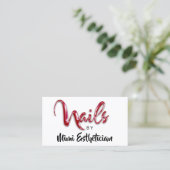 Nails Studio Artist Red Nails Script Red White Log Visitenkarte (Stehend Vorderseite)