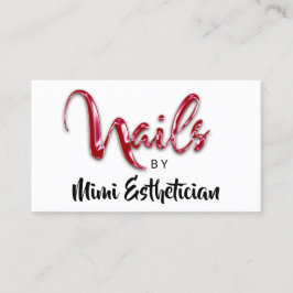 Nails Studio Artist Red Nails Script Red White Log Visitenkarte