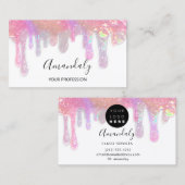 Nails Studio Beauty Logo Tropfen Holograph White Visitenkarte (Vorne/Hinten)