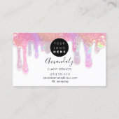 Nails Studio Beauty Logo Tropfen Holograph White Visitenkarte (Rückseite)