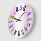 Nails Studio Lila Pink Nails Stylist Rose Große Wanduhr (Winkel)