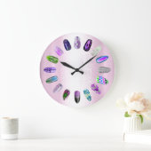 Nails Studio Lila Pink Nails Stylist Rose Große Wanduhr (Zuhause)