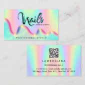 Nails Studio Logo Holograph QR Code Abstartung Visitenkarte (Vorne/Hinten)