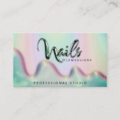 Nails Studio Logo Holograph QR Code Aquamarin Fog Visitenkarte (Vorderseite)