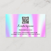 Nails Studio Logo Holograph QR Code Elegant Visitenkarte (Rückseite)