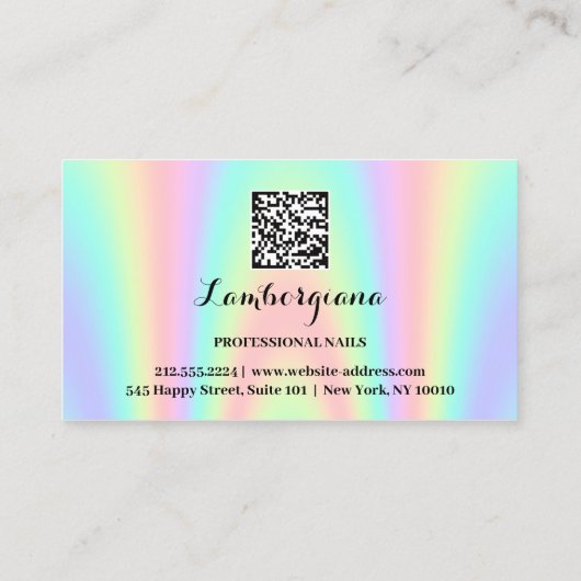 Nails Studio Logo Holograph QR Code Mermaid Visitenkarte (Rückseite)
