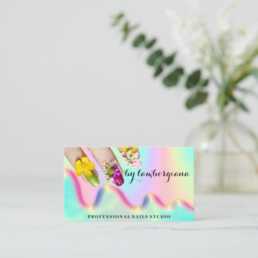 Nails Studio Logo Holograph QR Code Mermaid Visitenkarte (Stehend Vorderseite)