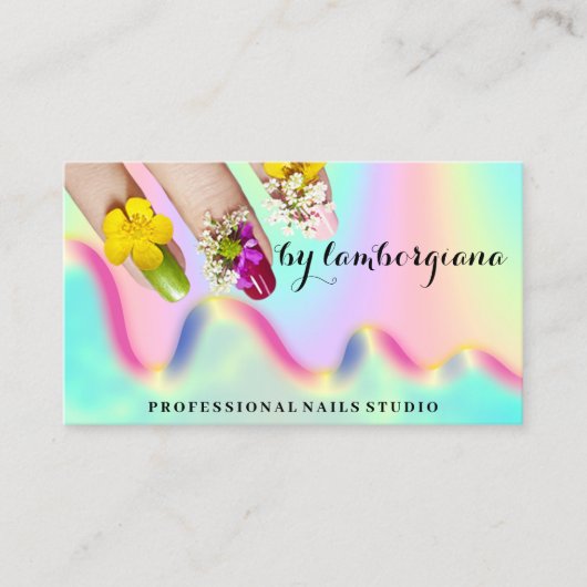 Nails Studio Logo Holograph QR Code Mermaid Visitenkarte (Vorderseite)