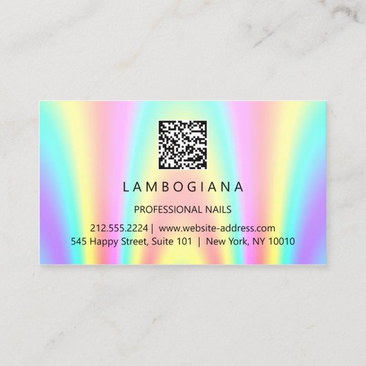 Nails Studio Logo Holograph QR Code Unique Visitenkarte (Rückseite)