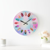 Nails Studio Pink Glam Boutique Holographische Große Wanduhr (Zuhause)