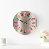 Nails Studio Pink Rose Boutique Holographic Große Wanduhr (Zuhause)