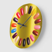 Nails Studio Red Yellow Lila Nails Stylist Große Wanduhr (Winkel)