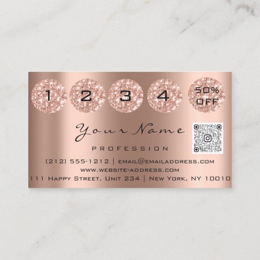 Nails Studio Tropfen Glitzer Manicure QR Code Visitenkarte (Rückseite)