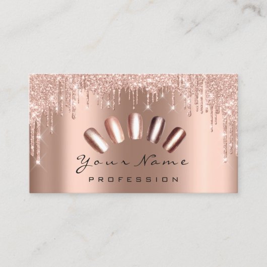 Nails Studio Tropfen Glitzer Manicure QR Code Visitenkarte (Vorderseite)