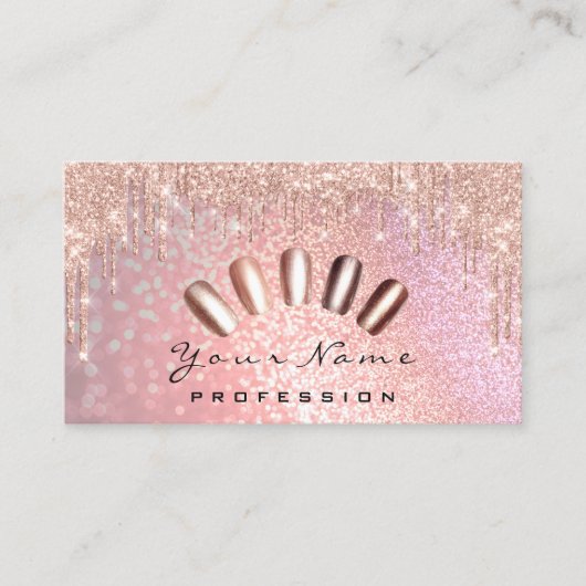 Nails Studio Tropfen Glitzer Manicure QR Code WELL Visitenkarte (Vorderseite)