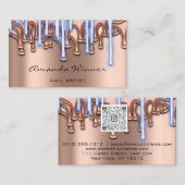 Nails Studio Tropfen Rose QR Code Logo Wave Body B Visitenkarte (Vorne/Hinten)
