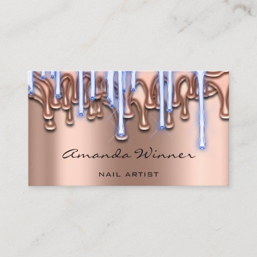 Nails Studio Tropfen Rose QR Code Logo Wave Body B Visitenkarte (Vorderseite)