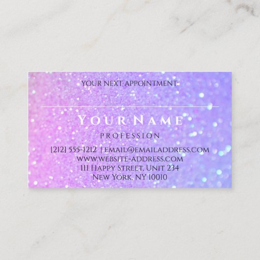 Nails Stylist Manicure Pink Glitzer Holograph VIP Visitenkarte (Rückseite)