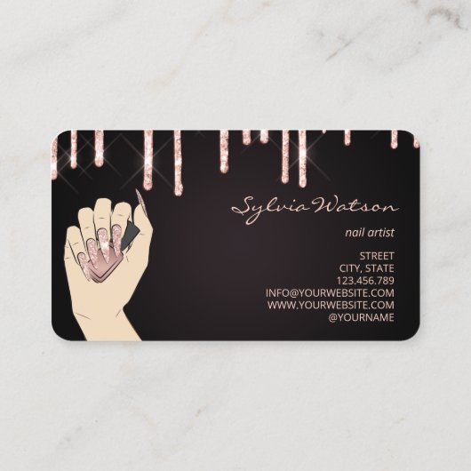 Nails Techniker Nagelkunstglasur modern Visitenkarte (Rückseite)