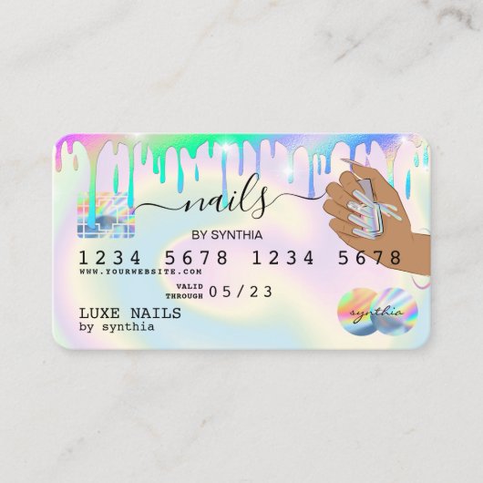 Nails Technischer Credit Card Styled Holograph Tro Visitenkarte (Vorderseite)