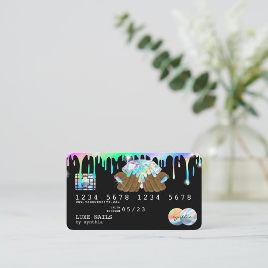 Nails Technischer Credit Card Styled Holograph Tro Visitenkarte (Stehend Vorderseite)