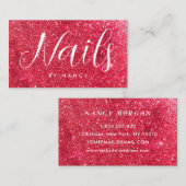 Nails Typografie Red Gold Glitzer Visitenkarte (Vorne/Hinten)