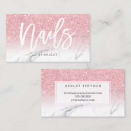 Nails Typografie rosa Glitzer Marmor Visitenkarte