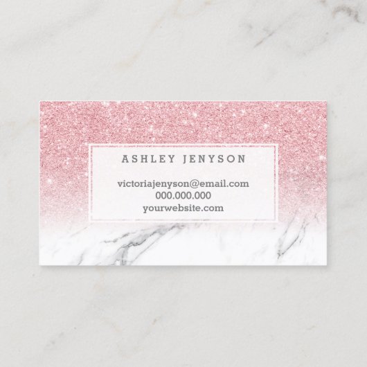 Nails Typografie rosa Glitzer Marmor Visitenkarte (Rückseite)