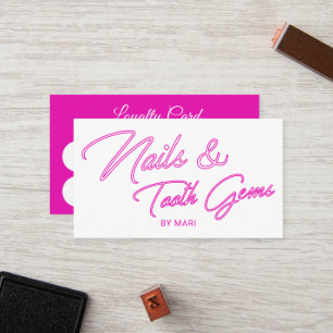 Nails und Zahn Gemis Neon Pink Salon Loyalty Punch Treuekarte