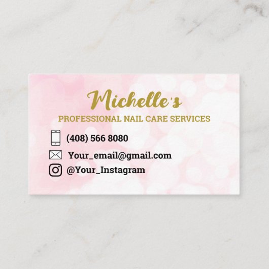 Nails Visitenkarten Manicure Minimalistisch Pink Visitenkarte (Rückseite)