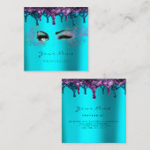 Nails Wachs Eyelash Depilation Blau Türkis Quadratische Visitenkarte (Vorne/Hinten)