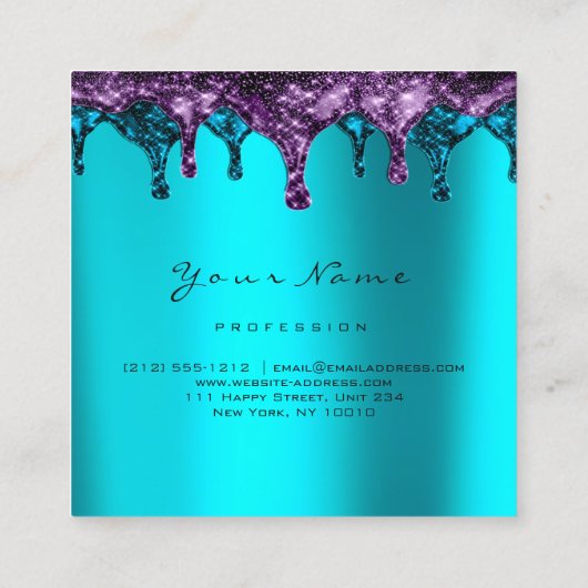 Nails Wachs Eyelash Depilation Blau Türkis Quadratische Visitenkarte (Rückseite)