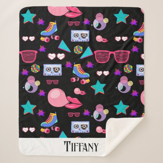 Naipes Retro black 80s Costume Vibrant culture pop Sherpadecke (Vorderseite)