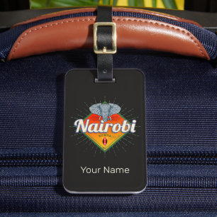 Nairobi Hauptstadt Kenia Elefant Vintage Afrika Gepäckanhänger