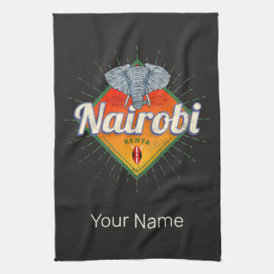 Nairobi Hauptstadt Kenia Elefant Vintage Afrika Geschirrtuch
