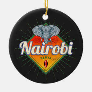 Nairobi Hauptstadt Kenia Elefant Vintage Afrika Keramik Ornament