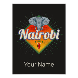Nairobi Hauptstadt Kenia Elefant Vintage Afrika Poster