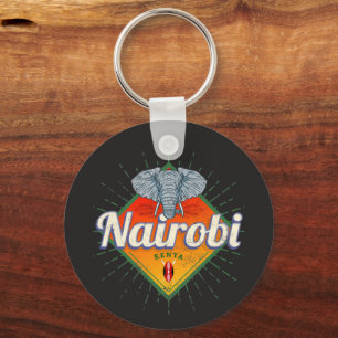 Nairobi Hauptstadt Kenia Elefant Vintage Afrika Schlüsselanhänger