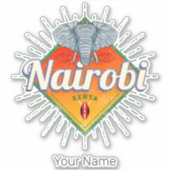 Nairobi Hauptstadt Kenya Elephant Vintages Afrika Aufkleber (Vorderseite)
