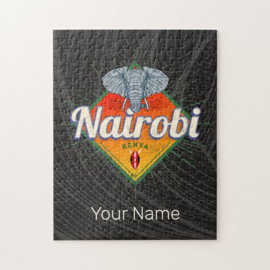 Nairobi Hauptstadt Kenya Elephant Vintages Afrika Puzzle (Vertikal)