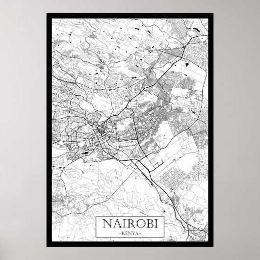 Nairobi Kenia Karte Poster (Vorne)