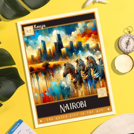 Nairobi, Kenia | Vintage Malerei Postkarte