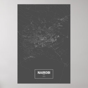 Nairobi, Kenia (weiß auf Schwarzem) Poster