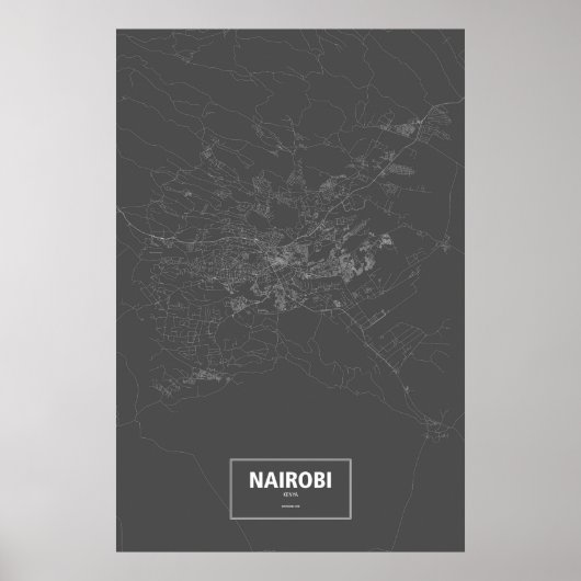 Nairobi, Kenia (weiß auf Schwarzem) Poster (Vorne)