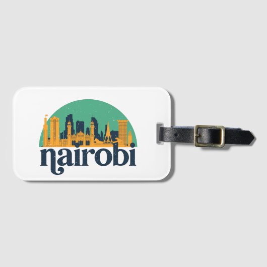Nairobi Kenya City Skyline Retro City Art Gepäckanhänger (Vorderseite (Horizontal))