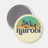 Nairobi Kenya City Skyline Retro City Art Magnet (Vorderseite/Rückseite)