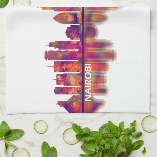 Nairobi Kenya Skyline Geschirrtuch (Gefaltet)