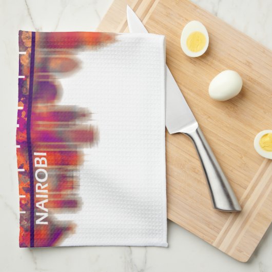 Nairobi Kenya Skyline Geschirrtuch (Viertel Falte)