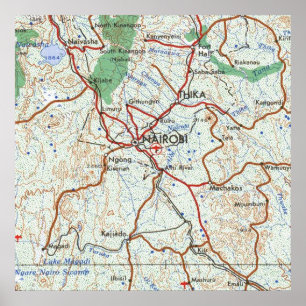 Nairobi Kenya Topographische Karte Poster